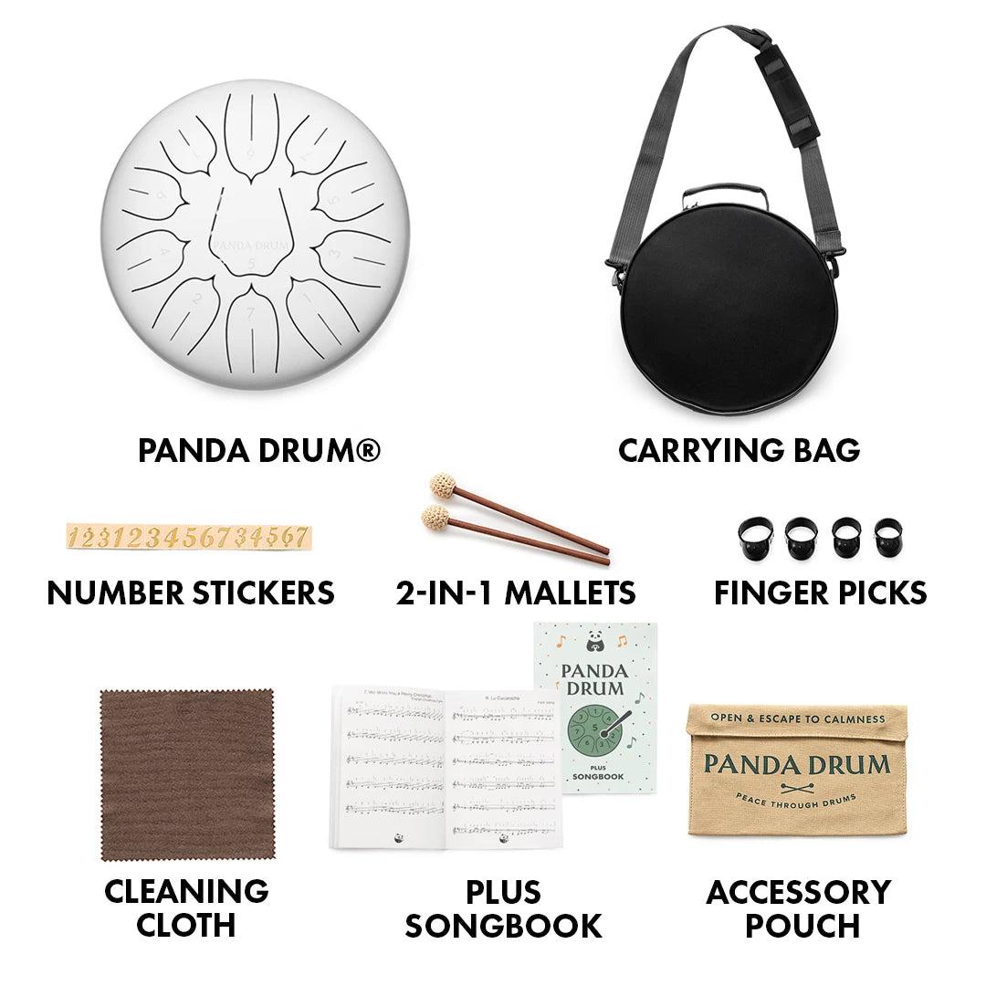 Panda Drum Plus — Tambor de Lengüetas de Acero Blanco 11 Pulgadas